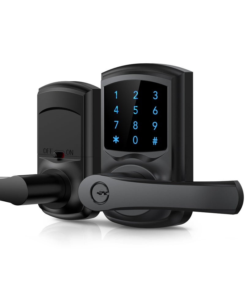 Hidalife Keyless Entry Door Lock  Smart Locks for Front Door  Keypad Door Knob with Handle  Touchscreen  One-Touch Toggle for Passage Mode  Matte Black - Image 1